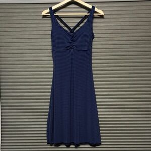 Prana Navy Striped Travel Fit and Flare Dress Size XS